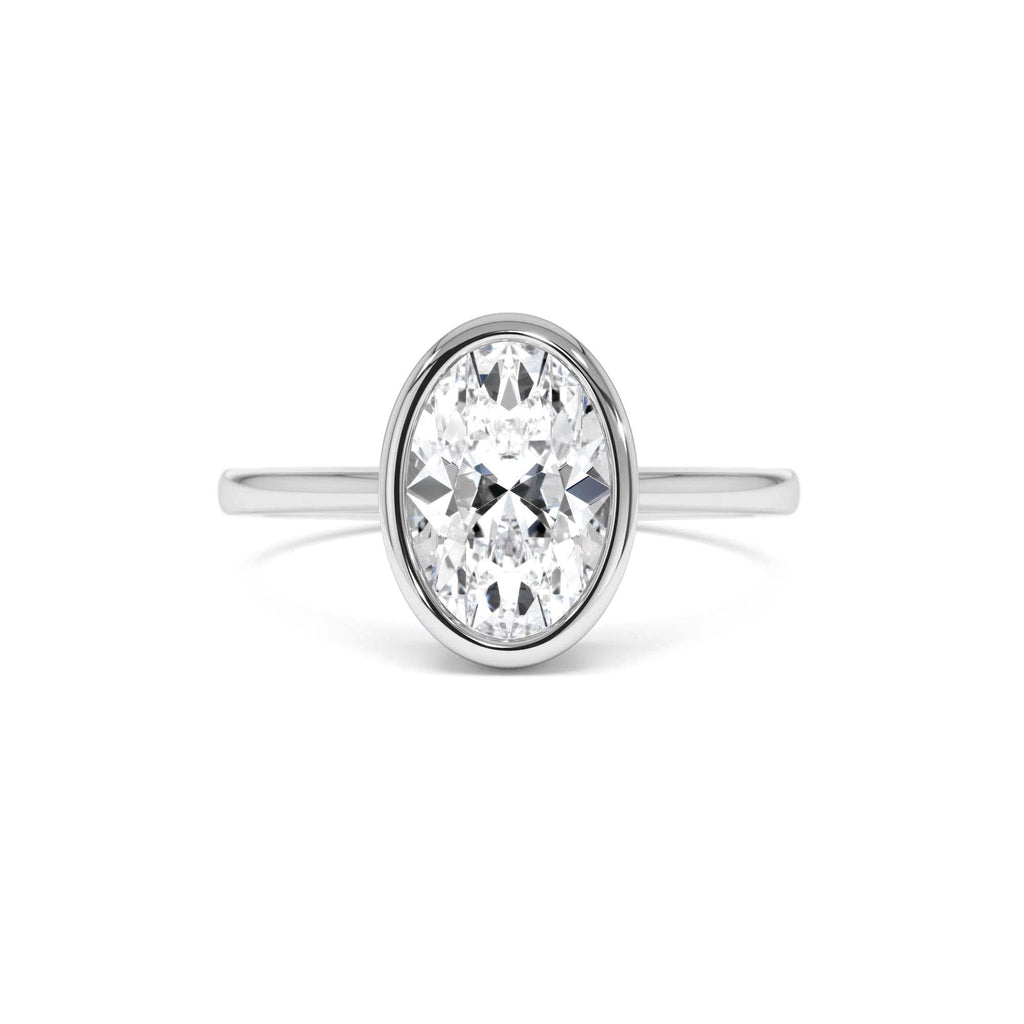 1.50 Ctw 14k Oval Shaped Bezel Setting Lab Grown Diamond Engagement Ring – Celina - view 3
