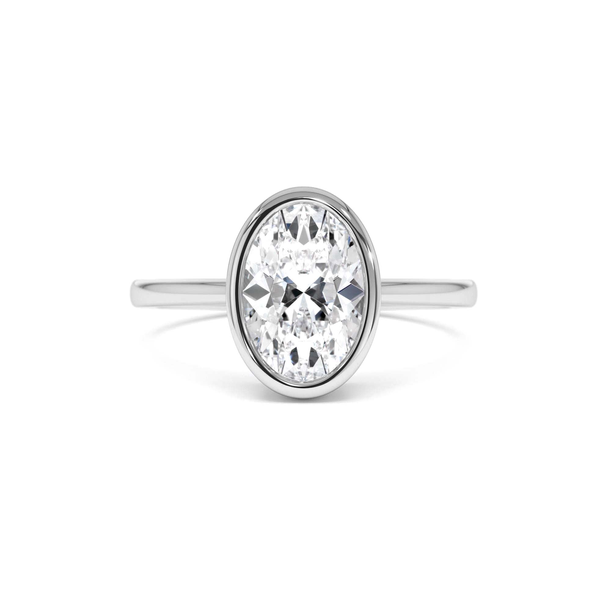 1.50 Ctw 14k Oval Shaped Bezel Setting Lab Grown Diamond Engagement Ring – Celina - view 3