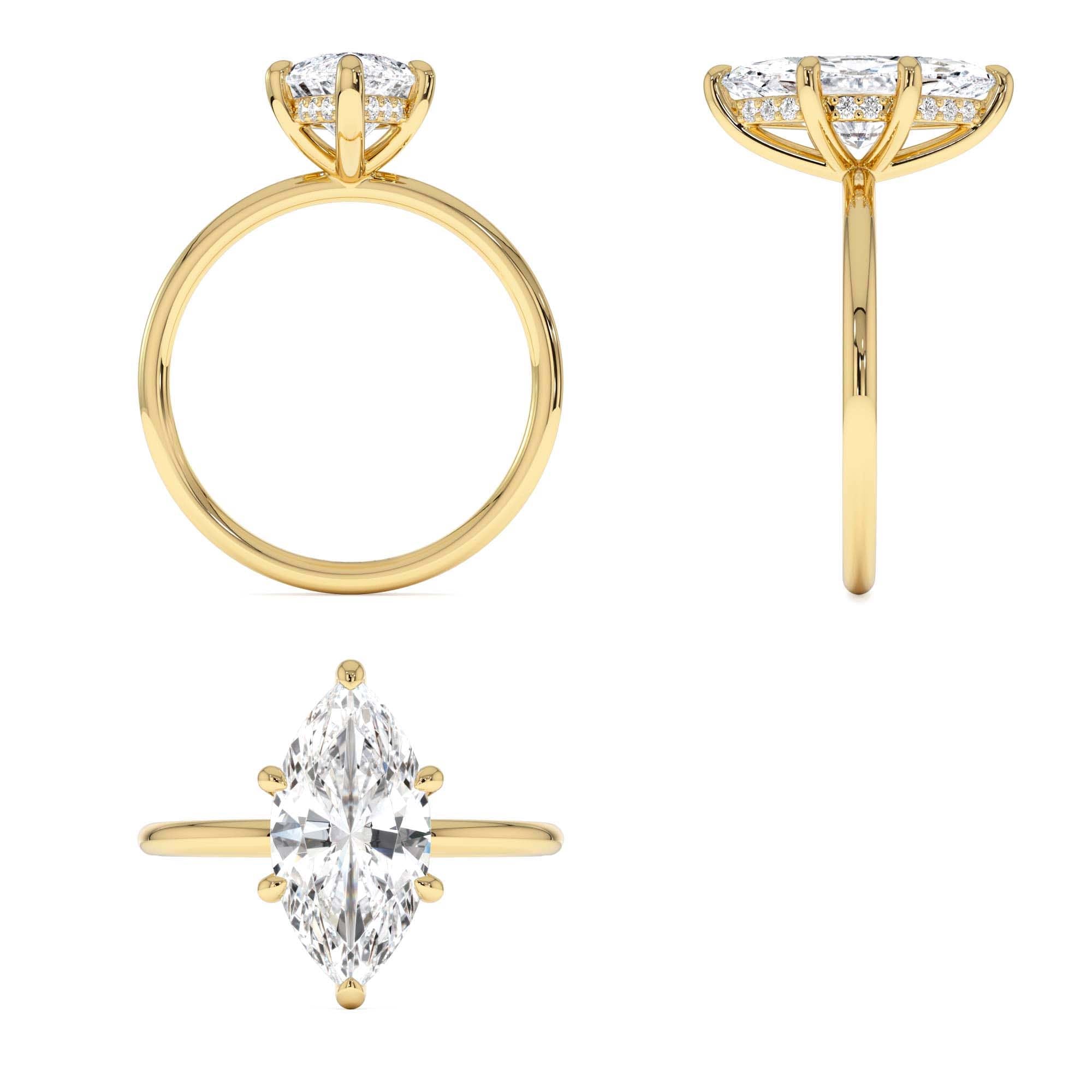 2.00 Ctw 14k Marquise Lab Grown Diamond Engagement Ring with Hidden Halo – Natalia - view 5