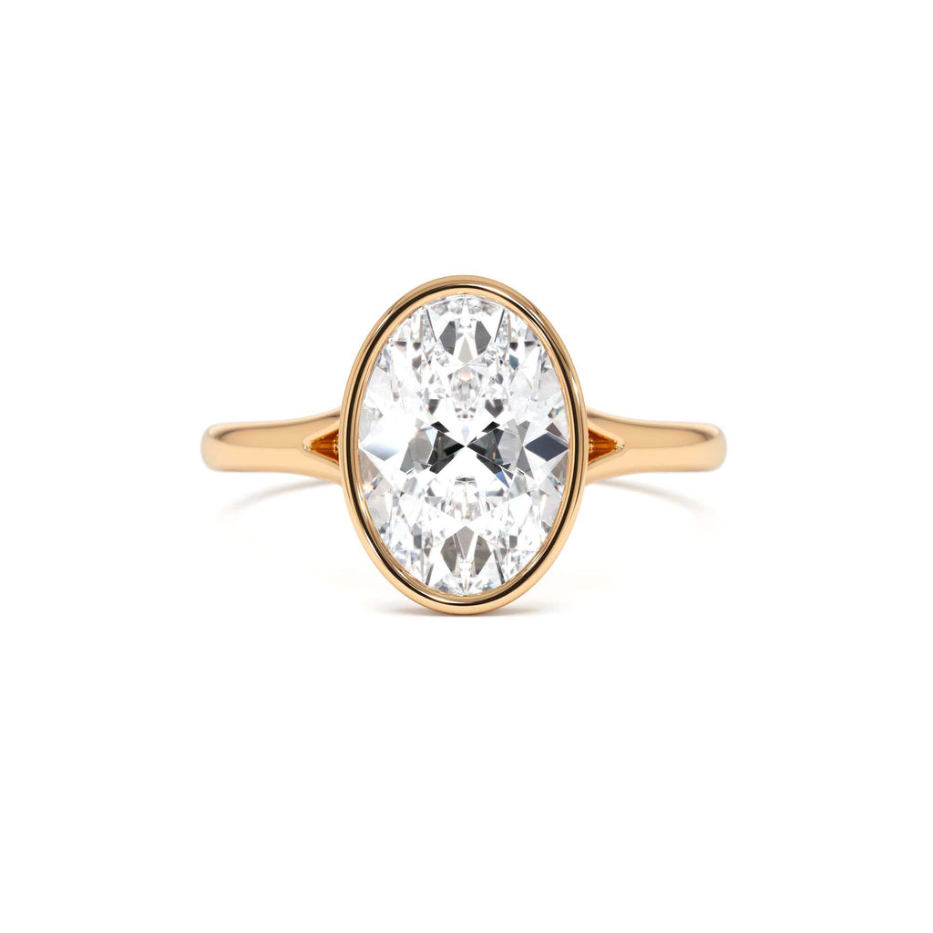 2.00 ctw 14k Oval Shaped Minimalist Bezel Setting Lab Grown Diamond Engagement Ring – Marcella - view 2