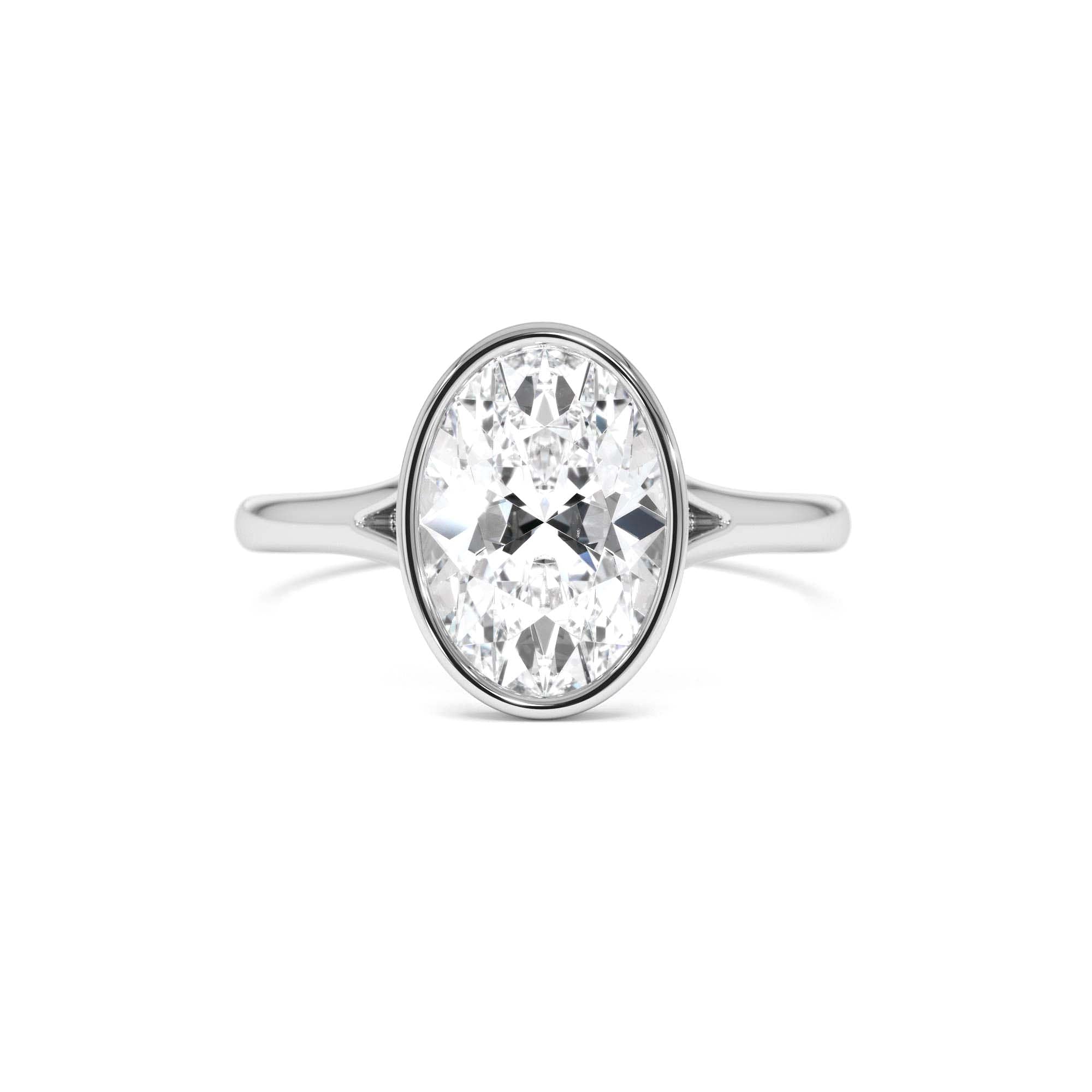 2.00 ctw 14k Oval Shaped Minimalist Bezel Setting Lab Grown Diamond Engagement Ring – Marcella - view 3