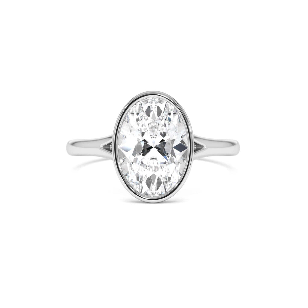 2.00 CTW 14K Oval Shaped Minimalist Bezel Setting Lab Grown Diamond Engagement Ring – Marcella - view 3