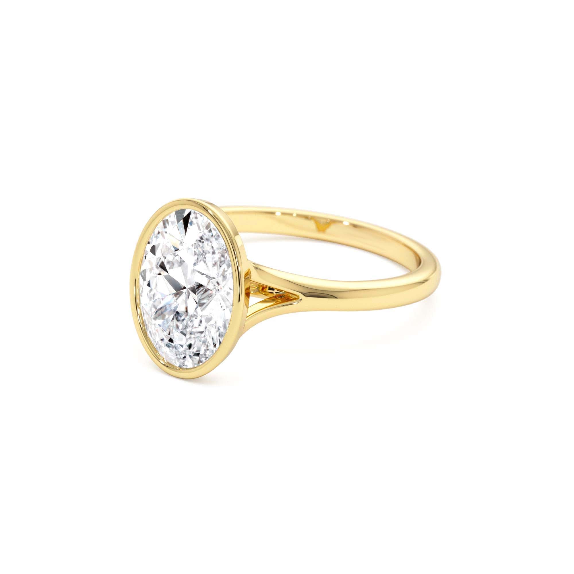2.00 ctw 14k Oval Shaped Minimalist Bezel Setting Lab Grown Diamond Engagement Ring – Marcella - view 4