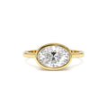 1.50 Ctw East West Oval Shaped Lab Grown Bezel Setting Modern Engagement Ring, Lenora by Orlina Fine