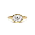 1.50 Ctw East West Oval Shaped Lab Grown Bezel Setting Modern Engagement Ring, Lenora by Orlina Fine