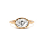 1.50 Ctw East West Oval Shaped Lab Grown Bezel Setting Modern Engagement Ring, Lenora - view 2