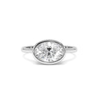 1.50 Ctw East West Oval Shaped Lab Grown Bezel Setting Modern Engagement Ring, Lenora - view 3