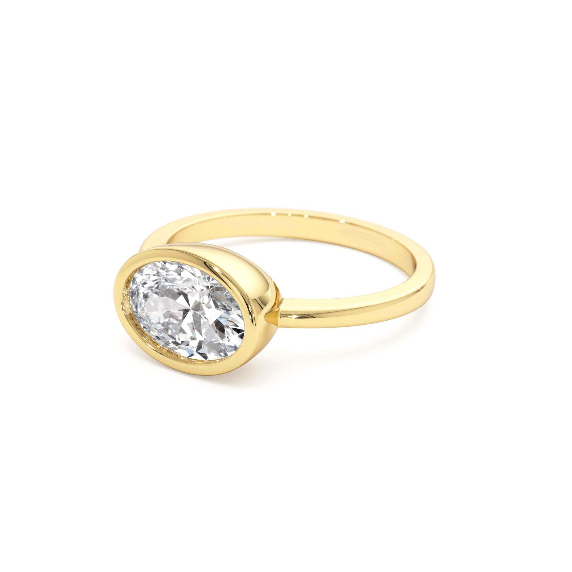 1.50 Ctw East West Oval Shaped Lab Grown Bezel Setting Modern Engagement Ring, Lenora - view 4