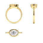 1.50 Ctw East West Oval Shaped Lab Grown Bezel Setting Modern Engagement Ring, Lenora - view 5