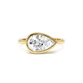 1.50 Ctw East West Pear Shaped Lab Grown Bezel Setting Modern Engagement Ring, Mirabel by Orlina Fine