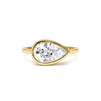 1.50 Ctw East West Pear Shaped Lab Grown Bezel Setting Modern Engagement Ring, Mirabel by Orlina Fine