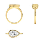1.50 Ctw East West Pear Shaped Lab Grown Bezel Setting Modern Engagement Ring, Mirabel - view 5