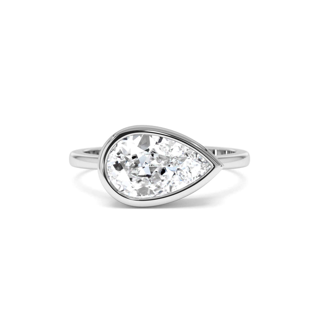 1.50 Ctw East West Pear Shaped Lab Grown Bezel Setting Modern Engagement Ring, Mirabel - view 3