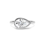 1.50 Ctw East West Pear Shaped Lab Grown Bezel Setting Modern Engagement Ring, Mirabel - view 3