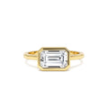 1.50 Ctw East West Emerald Cut Lab Grown Bezel Setting Modern Engagement Ring by Orlina Fine