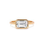 1.50 CTW East West Emerald Cut Lab Grown Bezel Setting Modern Engagement Ring - view 2