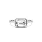 1.50 CTW East West Emerald Cut Lab Grown Bezel Setting Modern Engagement Ring - view 3