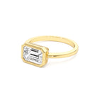 1.50 CTW East West Emerald Cut Lab Grown Bezel Setting Modern Engagement Ring - view 4