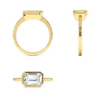 1.50 CTW East West Emerald Cut Lab Grown Bezel Setting Modern Engagement Ring - view 5