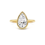 2.00 Ct Pear Shape Lab Grown Bezel Setting Diamond Engagement Ring by Orlina Fine
