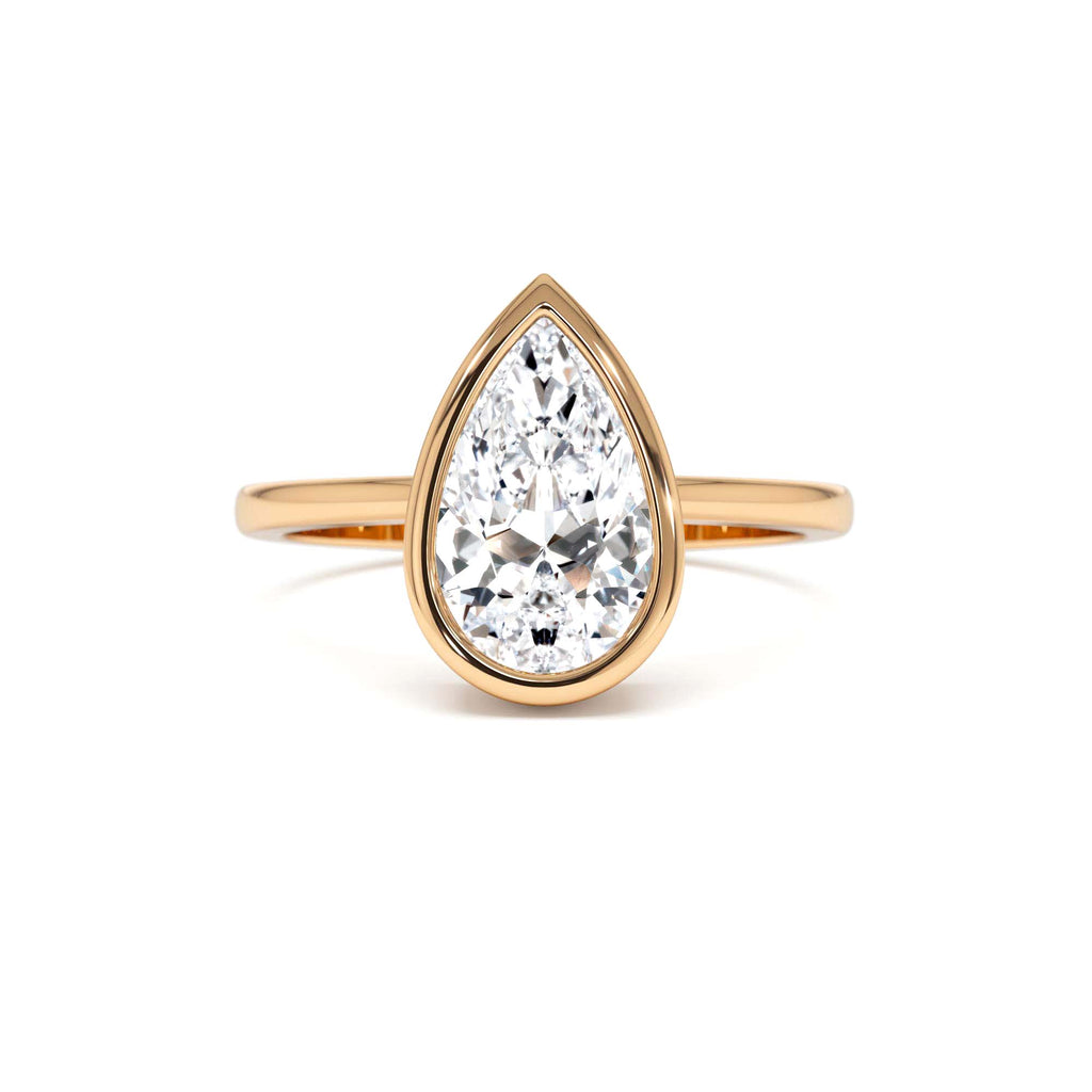 2.00 Ct Pear Shape Lab Grown Bezel Setting Diamond Engagement Ring - view 2