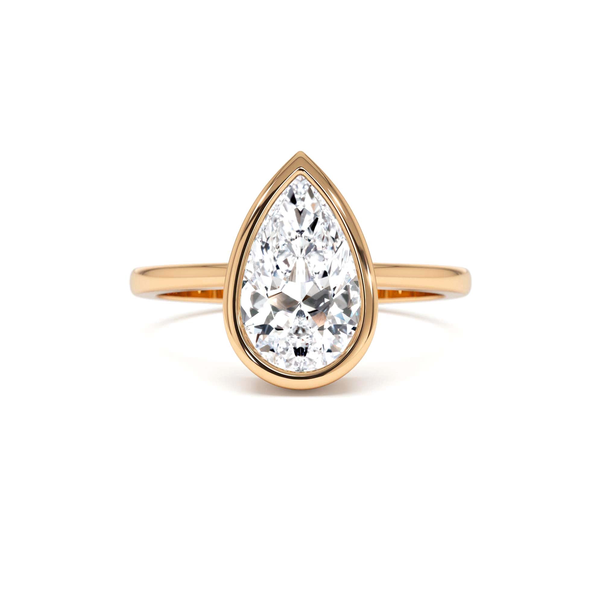 2.00 Ct Pear Shape Lab Grown Bezel Setting Diamond Engagement Ring - view 2