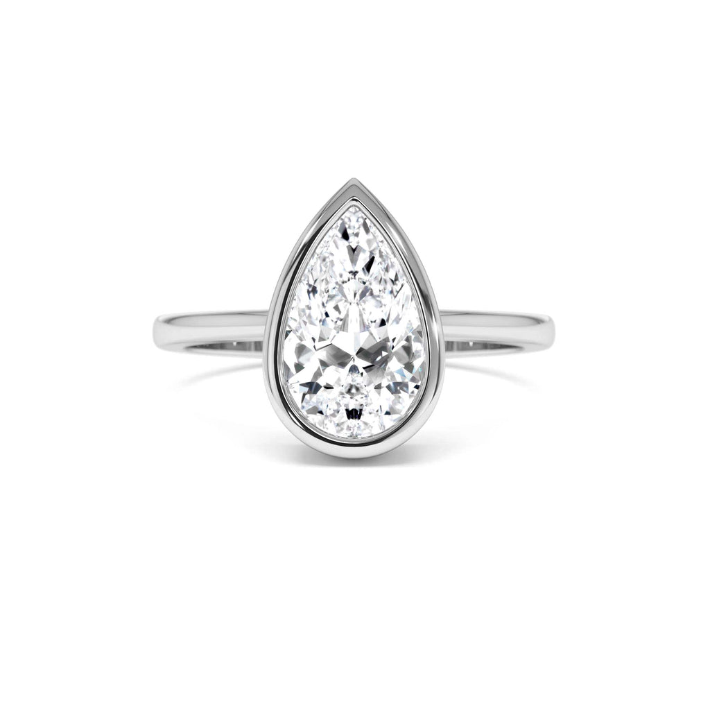 2.00 Ct Pear Shape Lab Grown Bezel Setting Diamond Engagement Ring - view 3