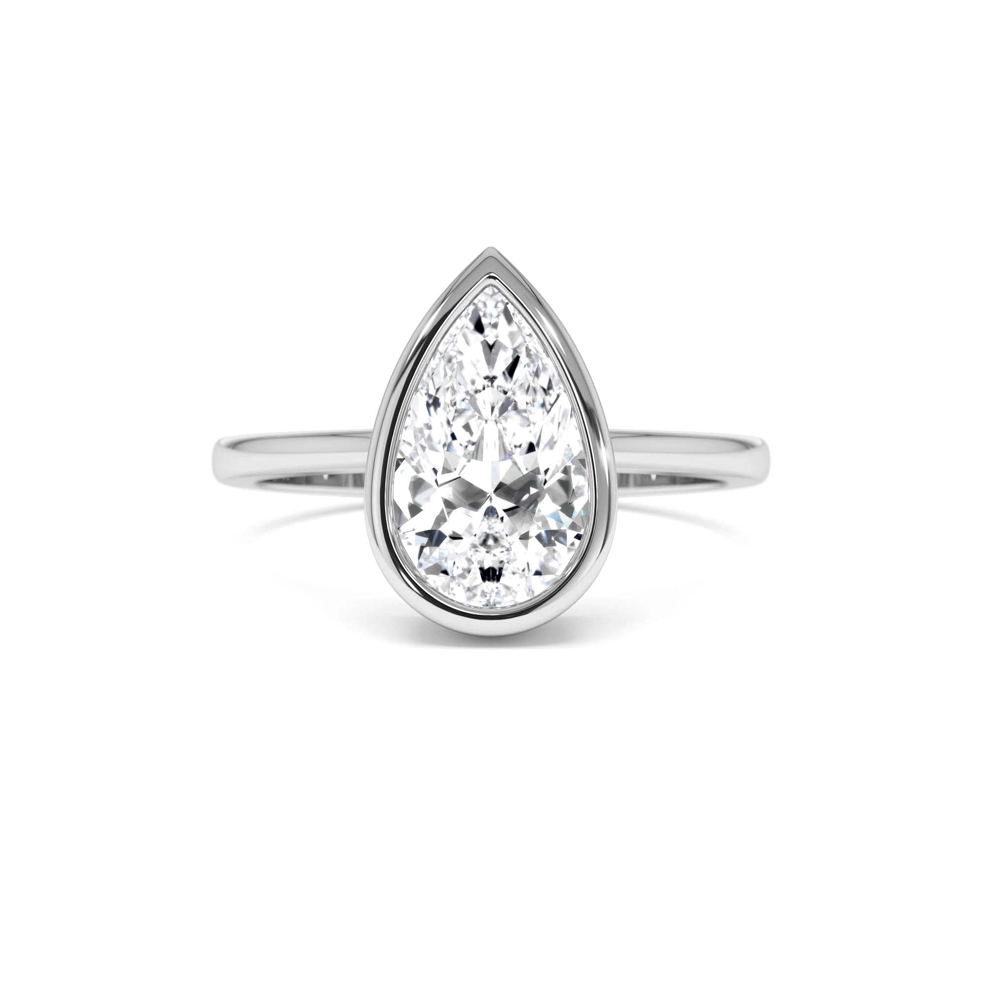 2.00 Ct Pear Shape Lab Grown Bezel Setting Diamond Engagement Ring - view 3