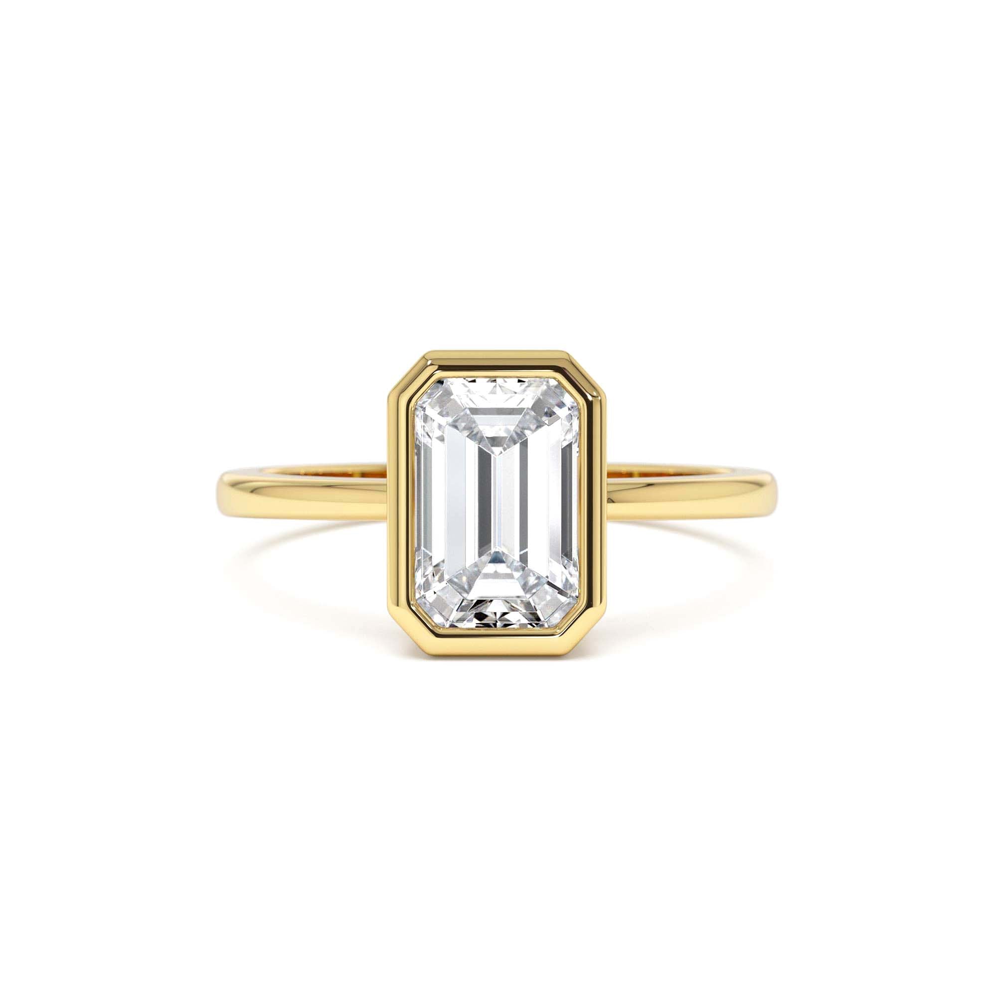 2.00 Ct 14k Emerald Cut Lab Grown Bezel Setting Diamond Engagement Ring – Naomi by Orlina Fine