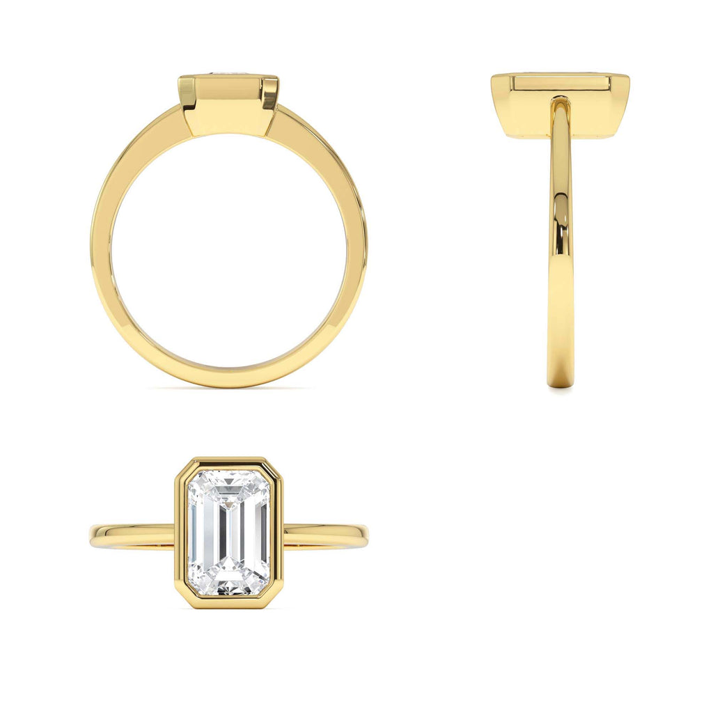 2.00 Ct 14k Emerald Cut Lab Grown Bezel Setting Diamond Engagement Ring – Naomi - view 5