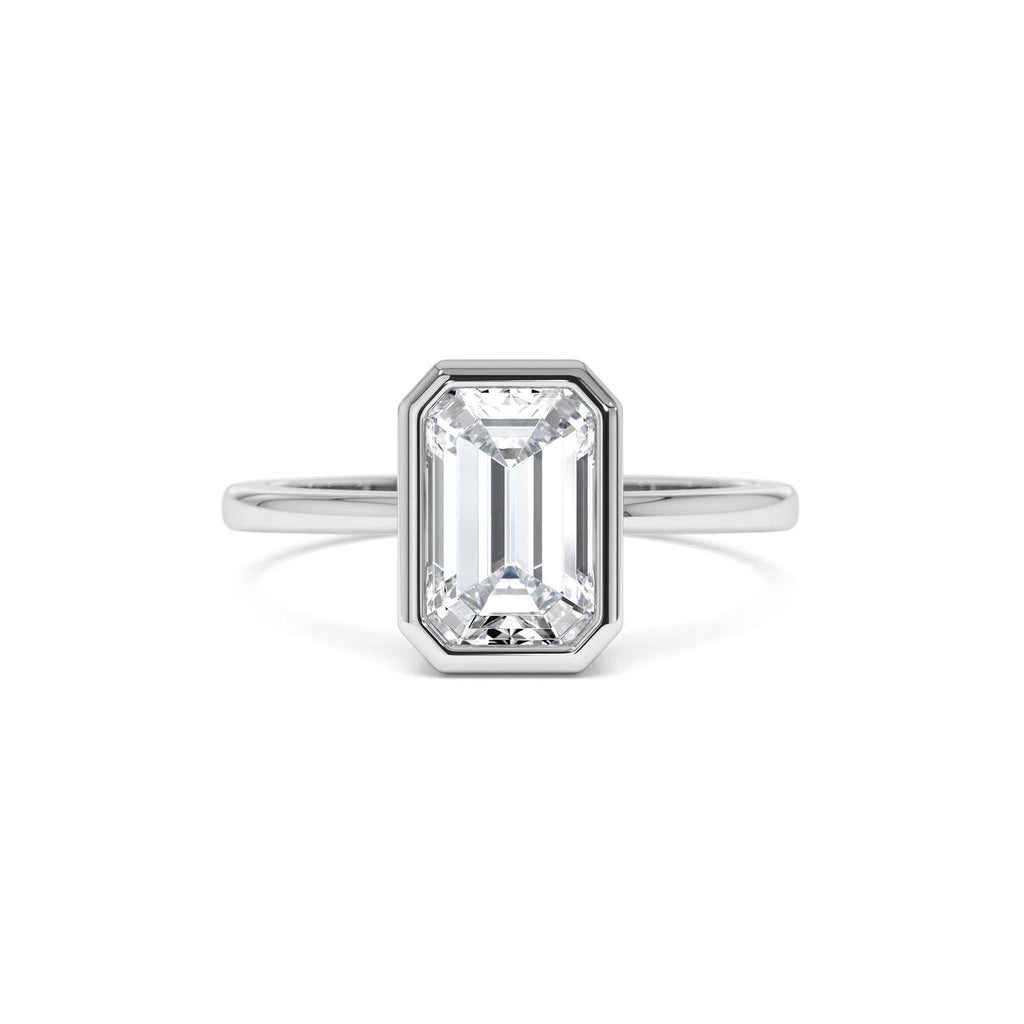 2.00 Ct 14k Emerald Cut Lab Grown Bezel Setting Diamond Engagement Ring – Naomi - view 3