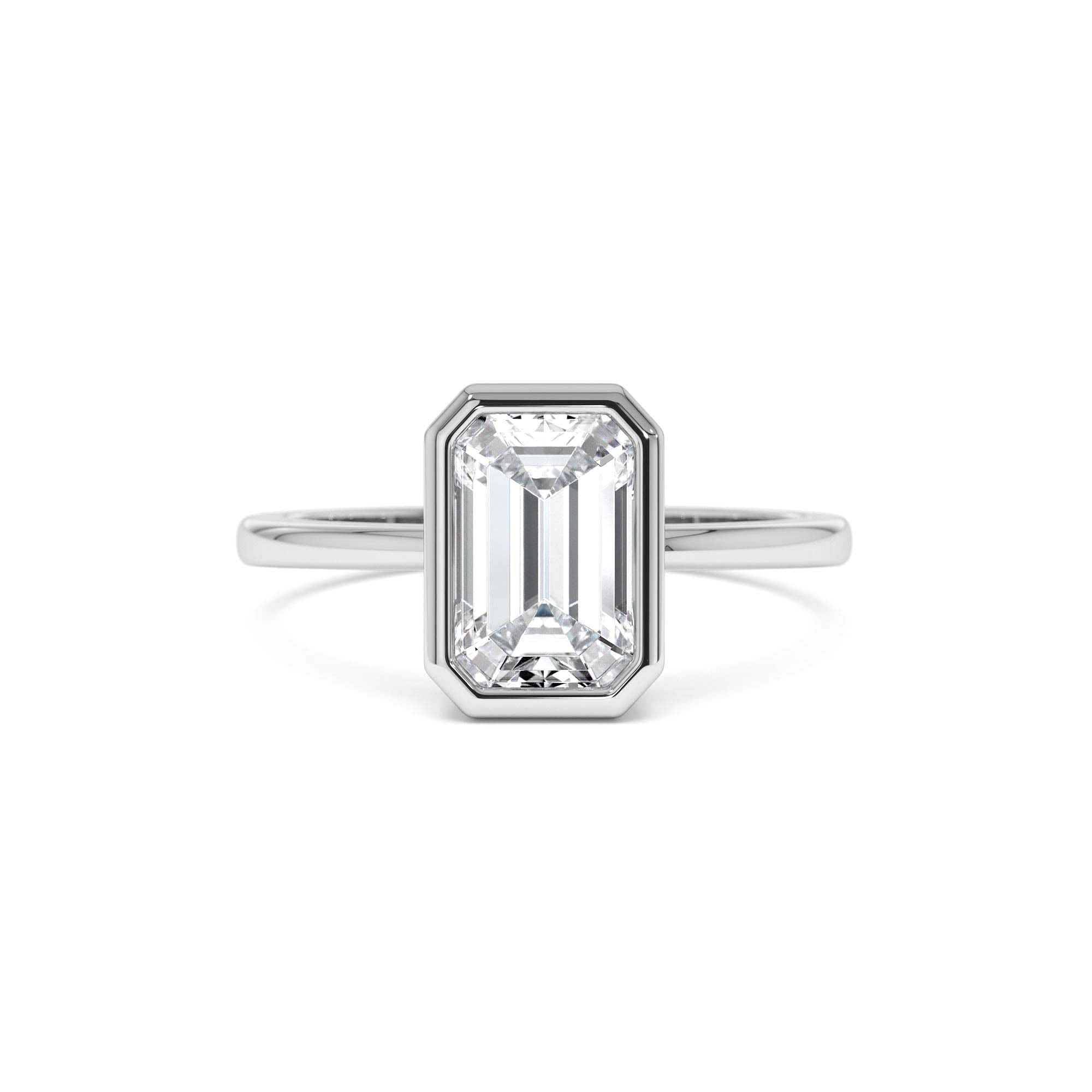 2.00 Ct 14k Emerald Cut Lab Grown Bezel Setting Diamond Engagement Ring – Naomi - view 3