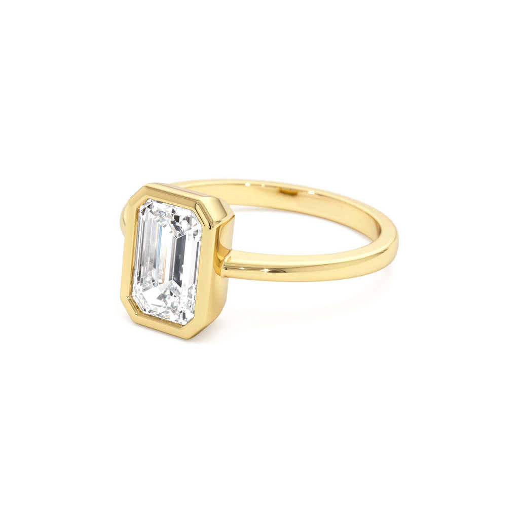 2.00 Ct 14k Emerald Cut Lab Grown Bezel Setting Diamond Engagement Ring – Naomi - view 4