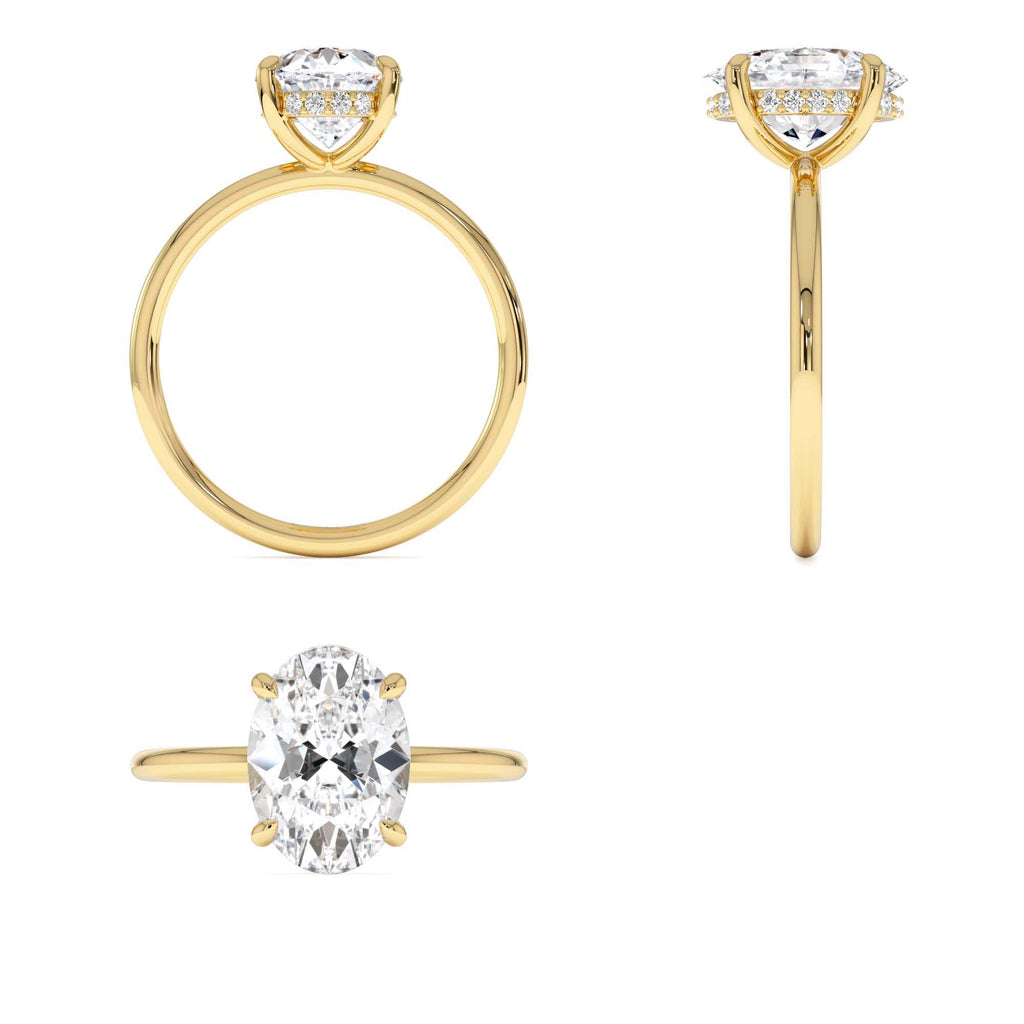 2 Ctw 14k Oval Lab Grown Diamond Engagement Ring with Hidden Halo – Maribel - view 5