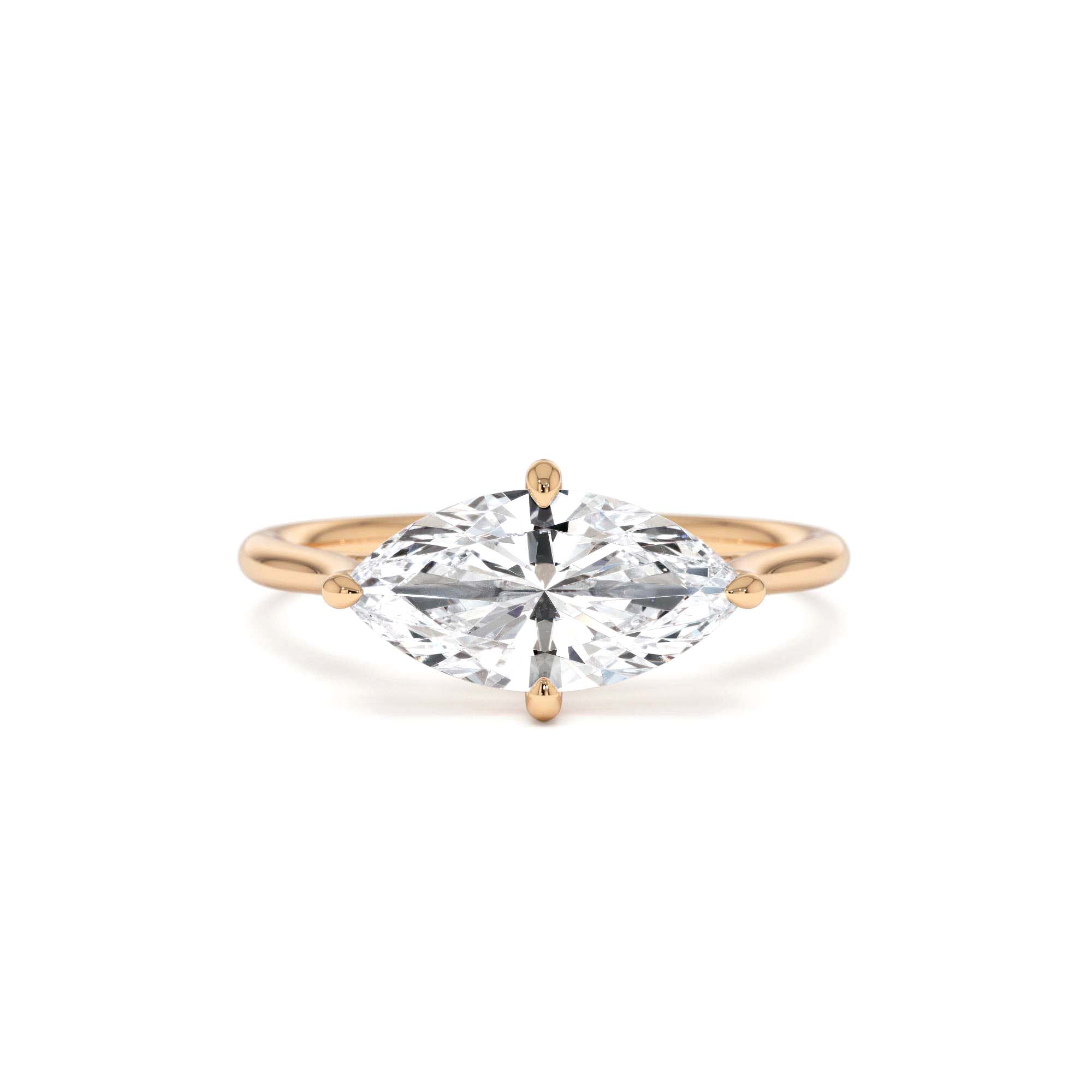 1.50 CTW 14K Marquise Shape West-East Set Lab Grown Diamond Solitaire Ring - view 2