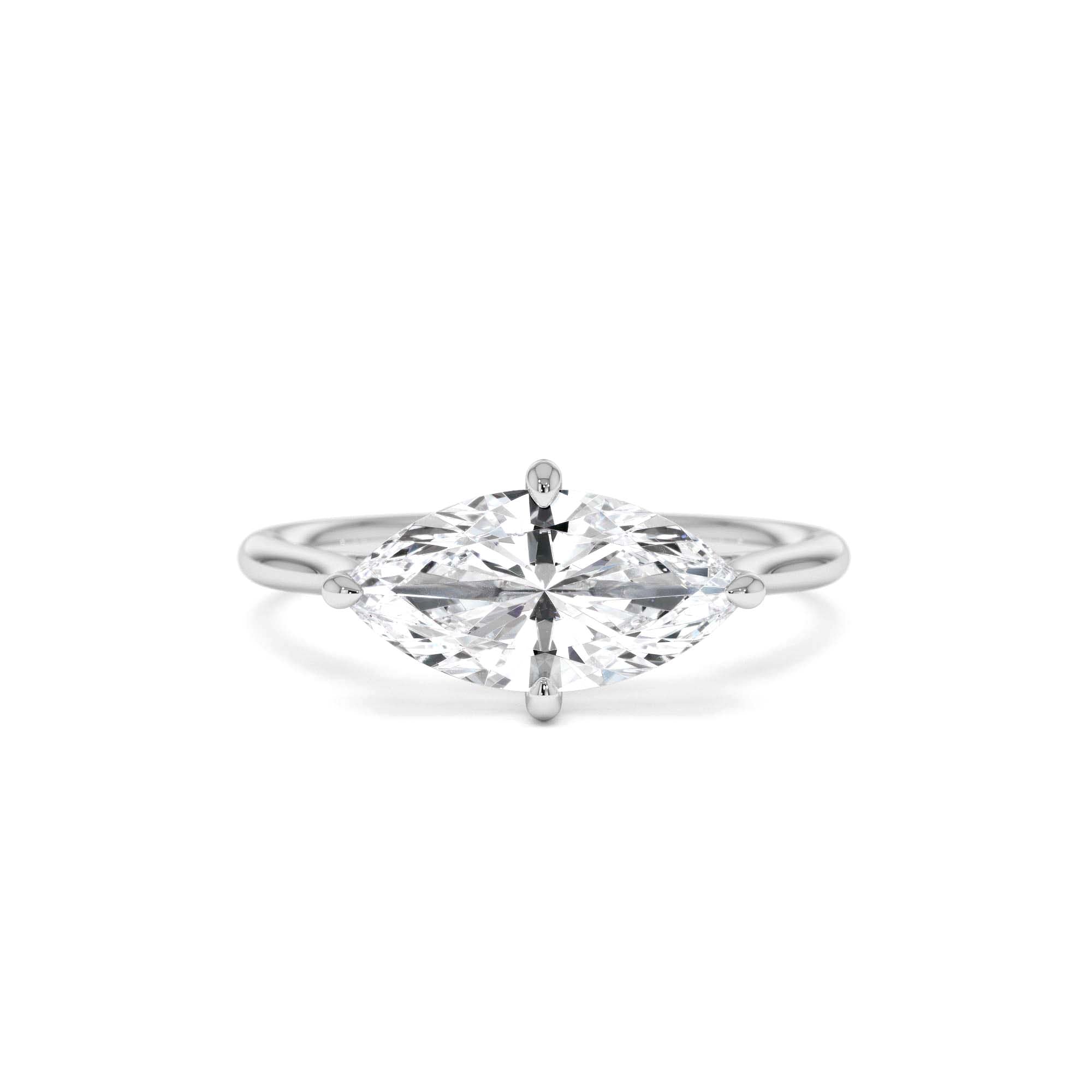 1.50 CTW 14K Marquise Shape West-East Set Lab Grown Diamond Solitaire Ring - view 3
