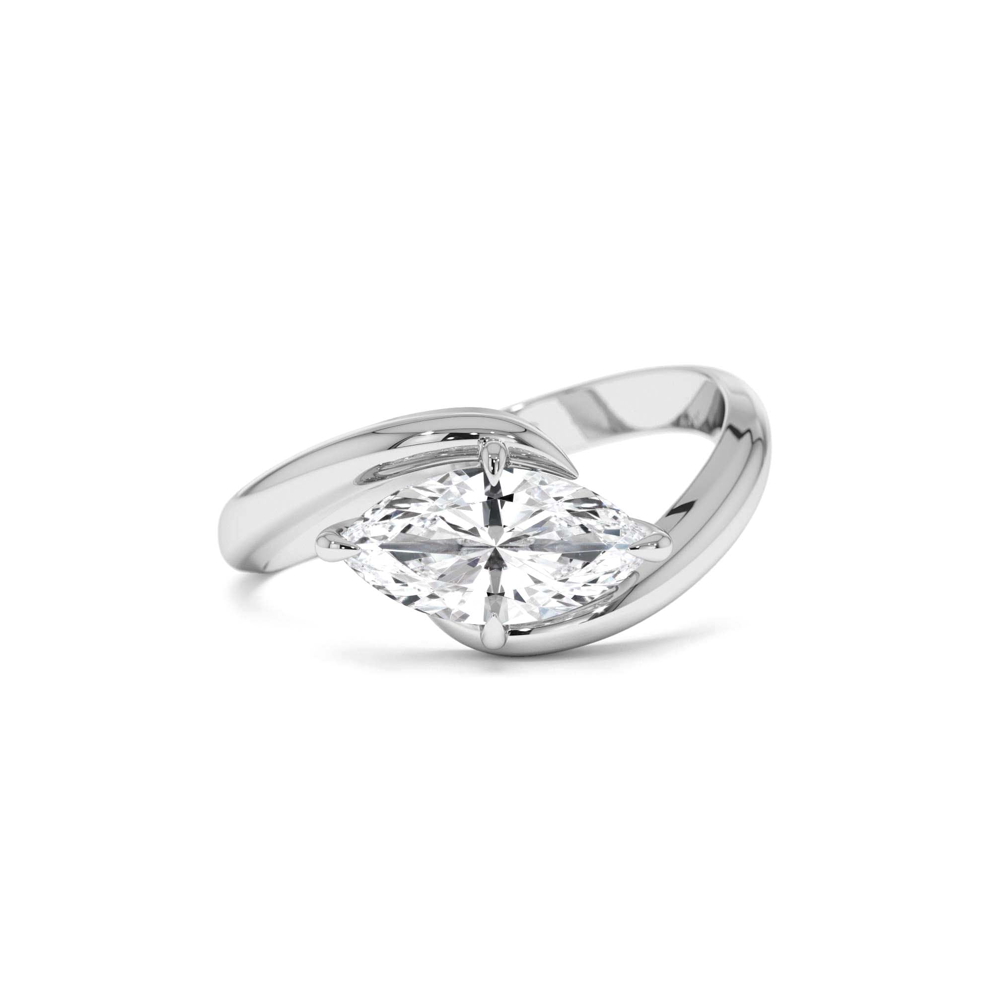 1.00 Ctw 14k Marquise Shaped Lab Grown Diamond Criss Cross Solitaire - view 3