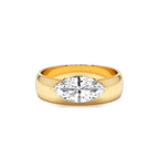 1.00 CTW 14K Lab Grown Marquise Shaped Diamond Solitaire Ring with Wide Band by Orlina Fine