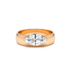 1.00 CTW 14K Lab Grown Marquise Shaped Diamond Solitaire Ring with Wide Band - view 2