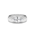 1.00 CTW 14K Lab Grown Marquise Shaped Diamond Solitaire Ring with Wide Band - view 3