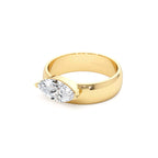 1.00 CTW 14K Lab Grown Marquise Shaped Diamond Solitaire Ring with Wide Band - view 4