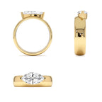 1.00 CTW 14K Lab Grown Marquise Shaped Diamond Solitaire Ring with Wide Band - view 5
