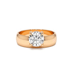1.00 CTW 14K Gold Lab Grown Round Diamond Solitaire Ring with Wide Band - view 2