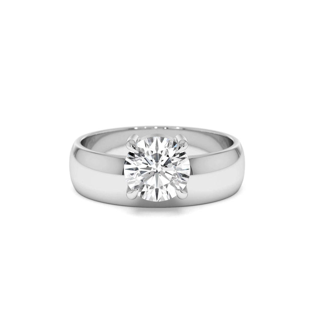 1.00 Ctw 14k Gold Lab Grown Round Diamond Solitaire Ring with Wide Band - view 3