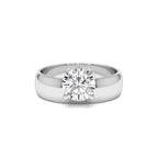 1.00 CTW 14K Gold Lab Grown Round Diamond Solitaire Ring with Wide Band - view 3