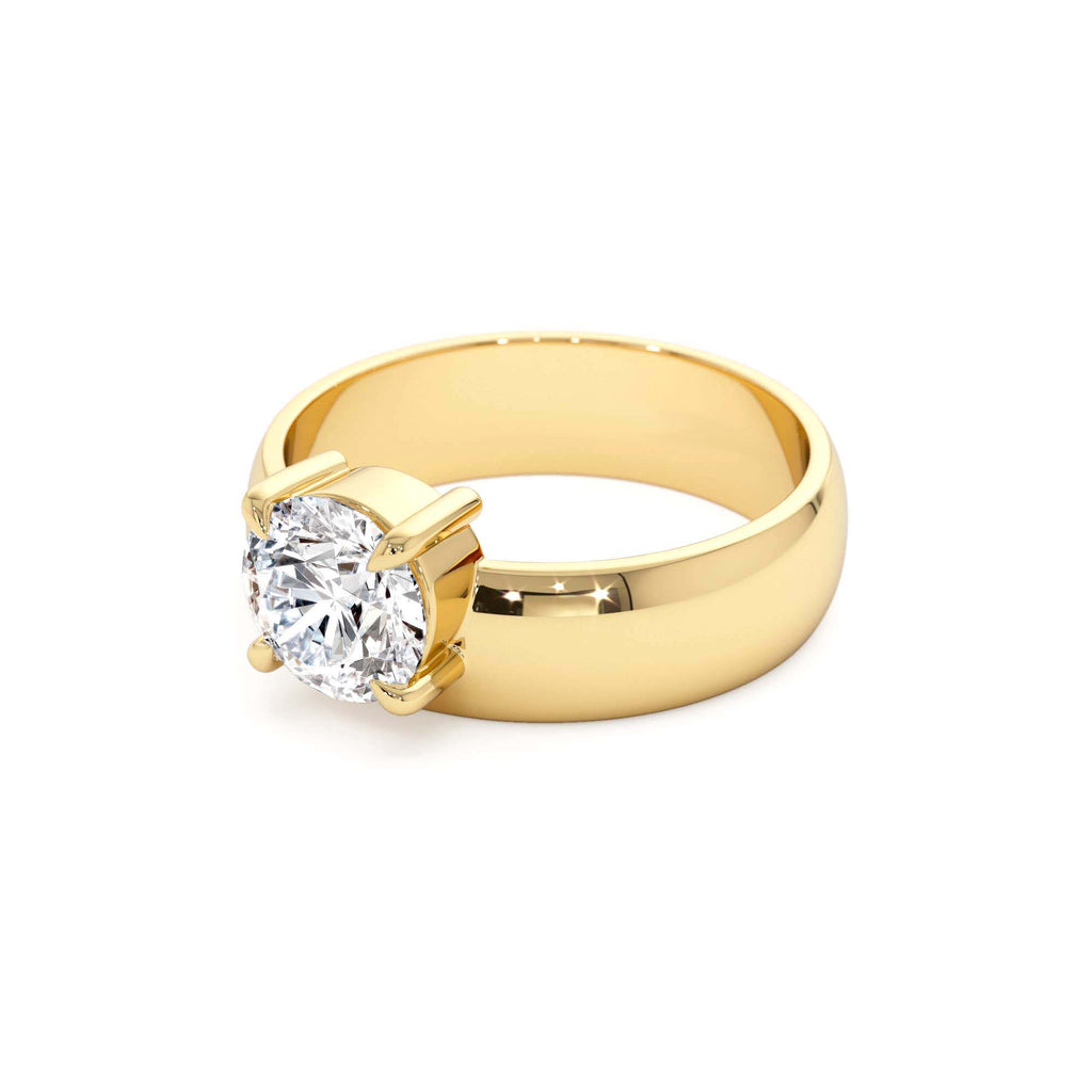 1.00 CTW 14K Gold Lab Grown Round Diamond Solitaire Ring with Wide Band - view 4