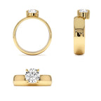1.00 CTW 14K Gold Lab Grown Round Diamond Solitaire Ring with Wide Band - view 5