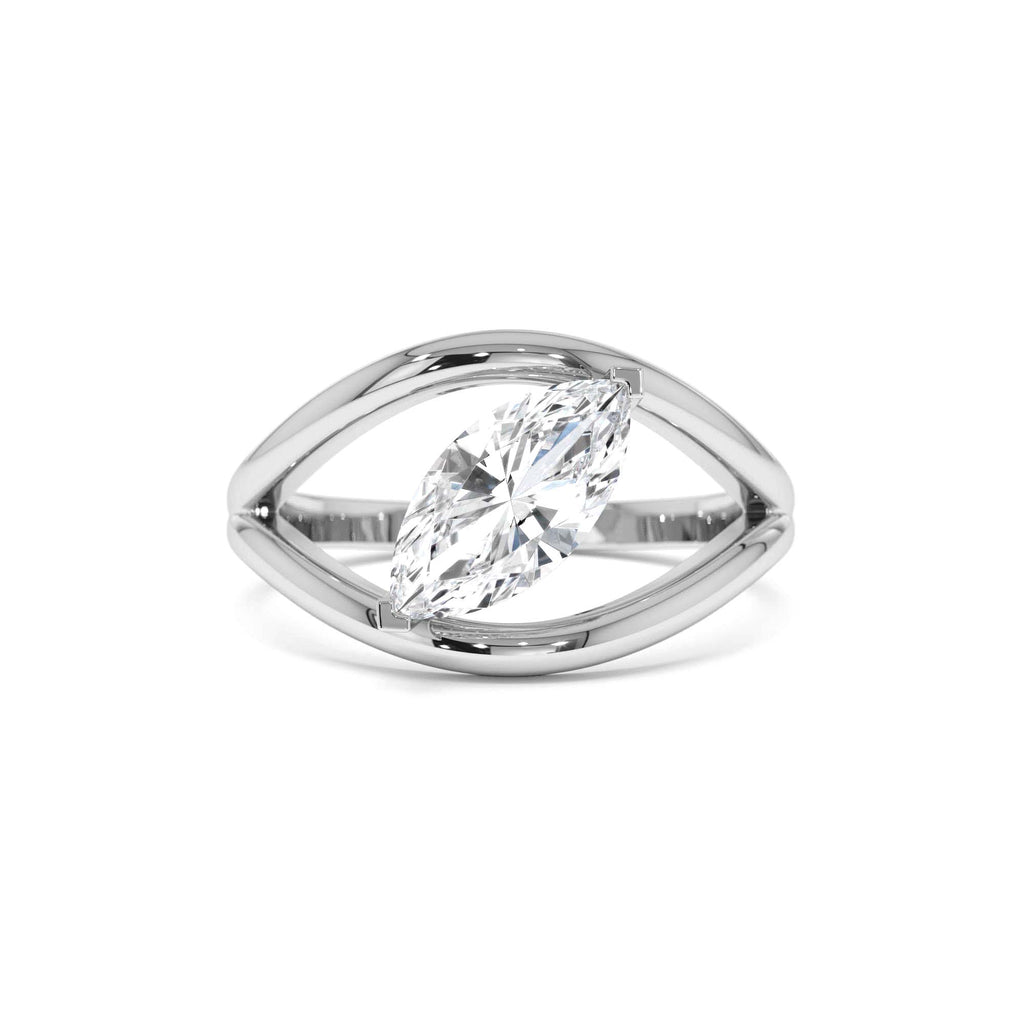 1.00 Ctw 14k Gold Lab Grown Marquise Diamond Ring Split Shank Design - view 3