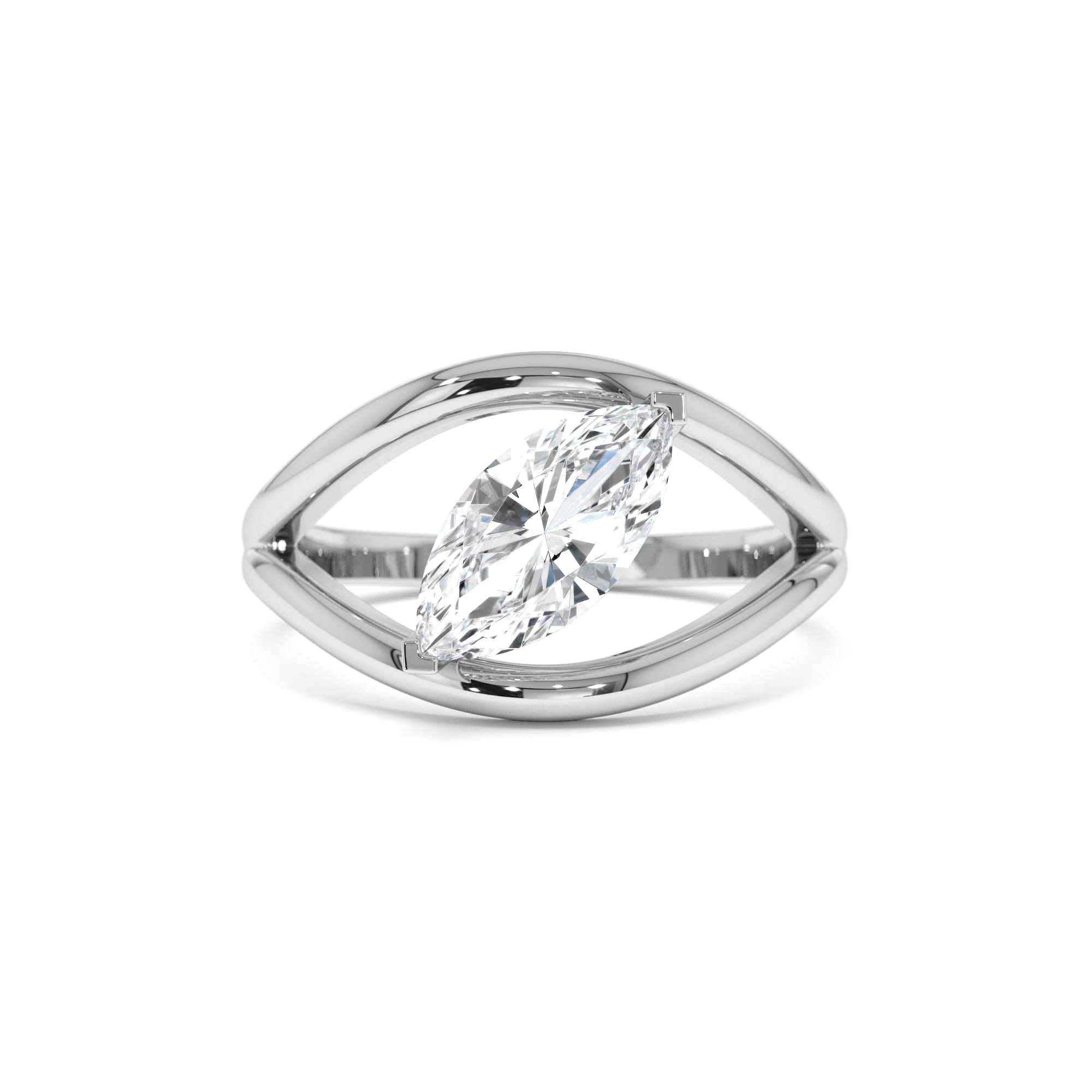 1.00 CTW 14K Gold Lab Grown Marquise Diamond Ring Split Shank Design - view 3