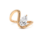 1.00 CTW 14K Gold Lab Grown Pear Diamond Ring Modern Bypass Setting - view 2